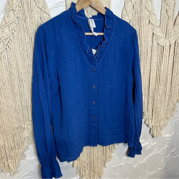 Anthropologie Amadi Ruffle Blouse Button Front NWT Women’s Small - Picture 5 of 12